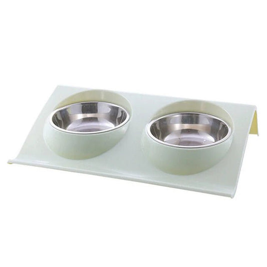 Food Double Bowl Stainless Steel Pet Bowl . - linilee