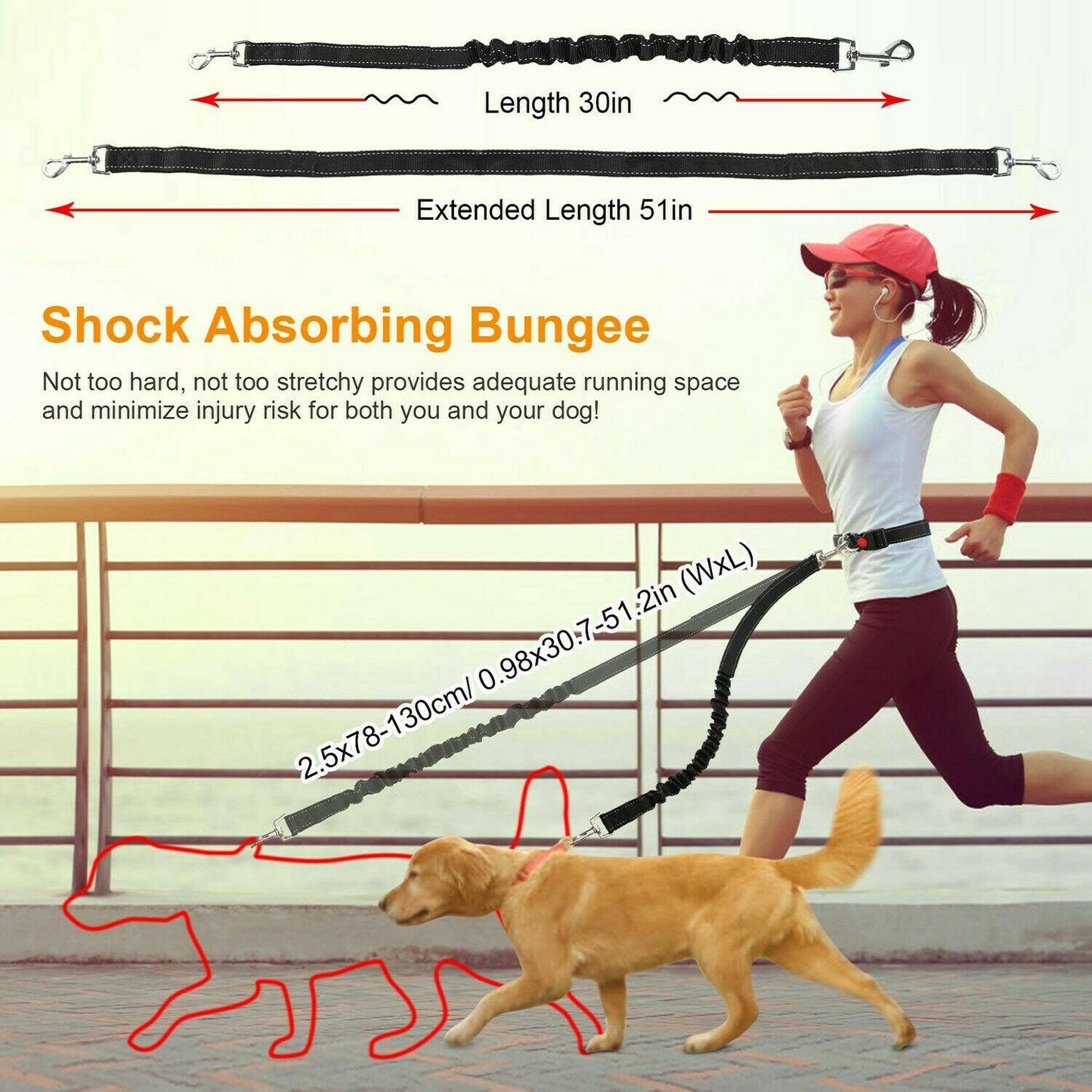 Adjustable Hand Free Dog Leash. - linilee