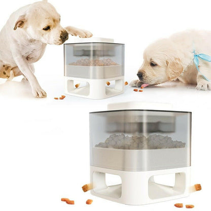 Dog Food Dispenser Interactive Button Trigger Dog Puzzle Treat Dispensing. - linilee