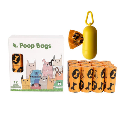 Orange and green pet garbage bags for dogs to pick up feces and defecate - linilee