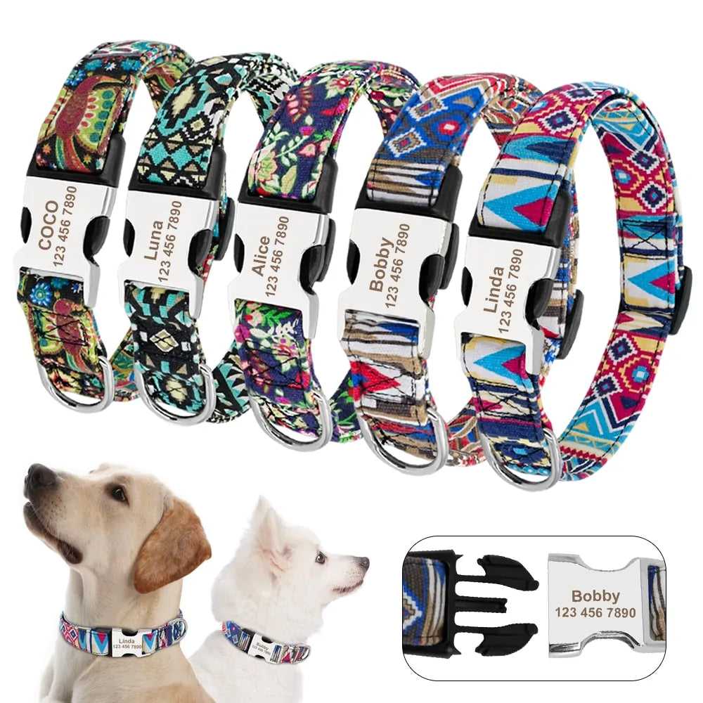 Personalized Nylon Pet Dog Tag Collar - linilee