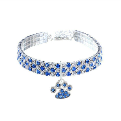 Rhinestone Cute Paw Dog Collar. - linilee