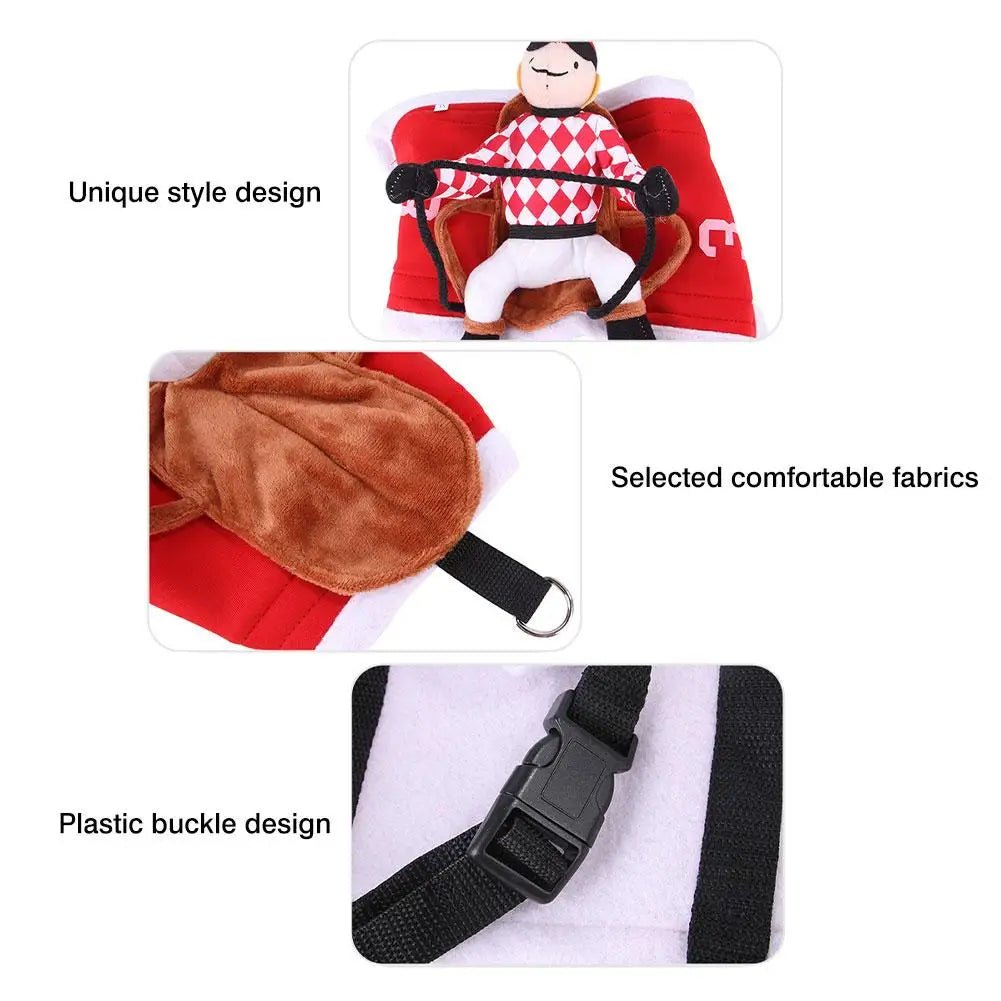 Pet Dog Santa Claus Riding pet costumes. - linilee