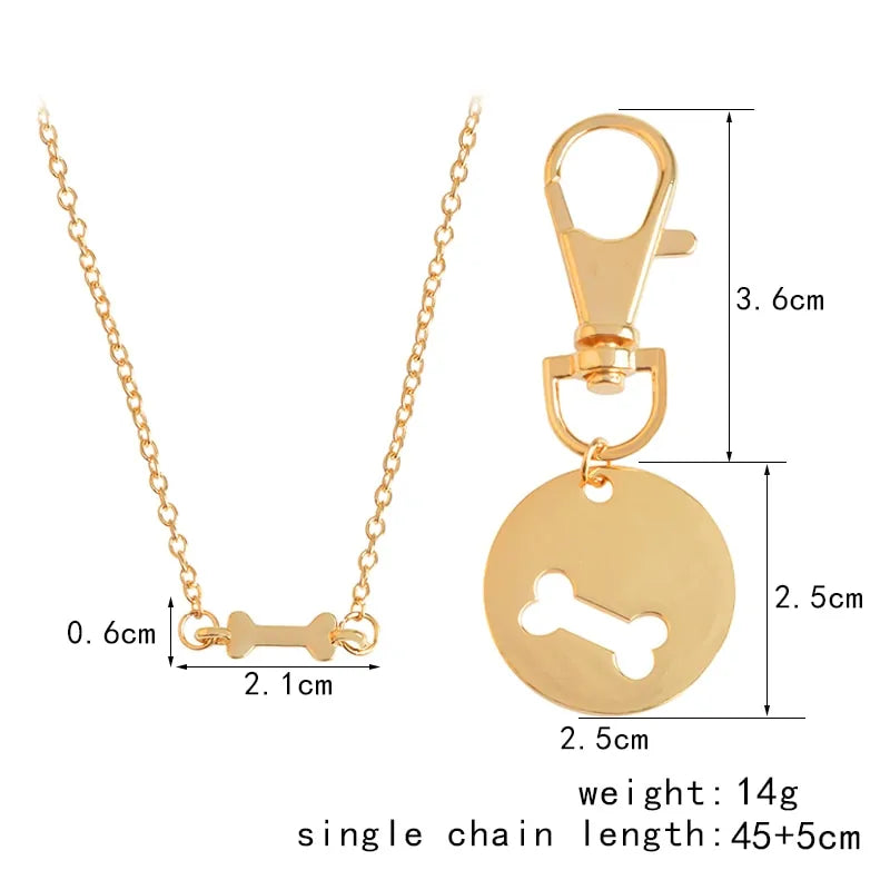 Dog Bone Charm Necklace And Collar Matching Jewelry - linilee