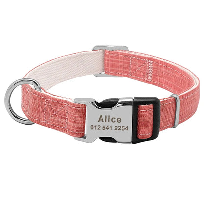 Personalized Custom Nylon Pet Dog Tag Collar - linilee