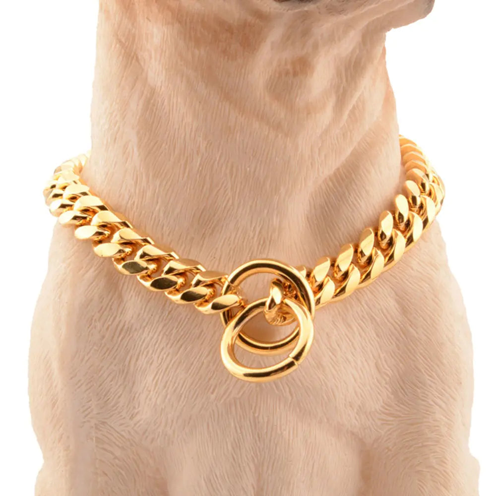 Gold Link Chain Collar for Dogs - linilee