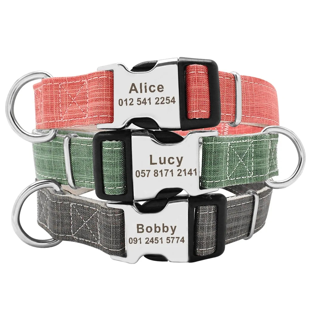 Personalized Custom Nylon Pet Dog Tag Collar - linilee