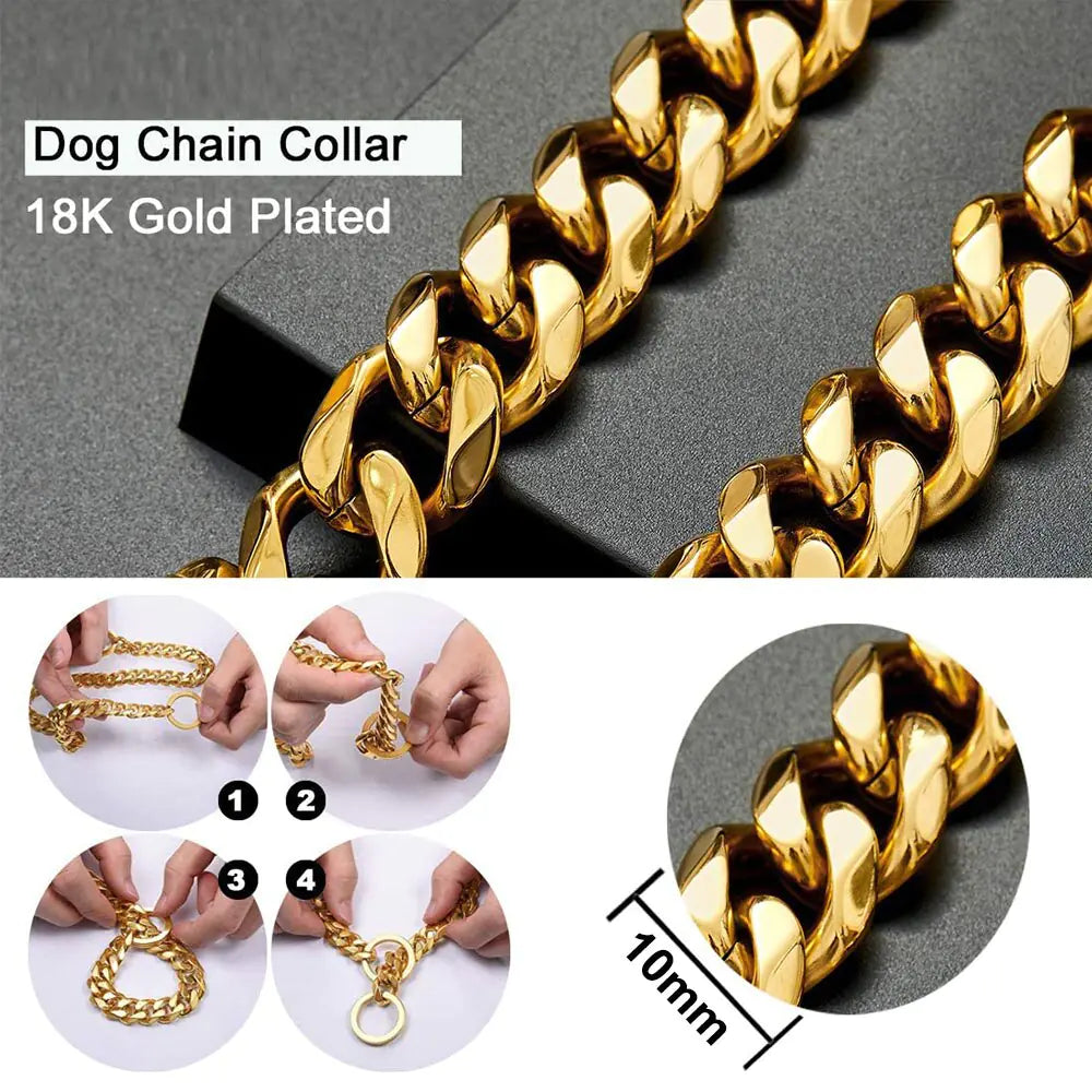 Gold Link Chain Collar for Dogs - linilee